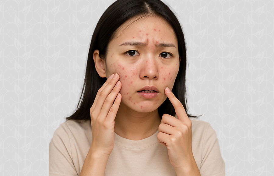 Acne skin