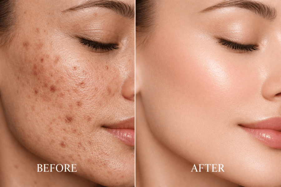 acne scars before and after